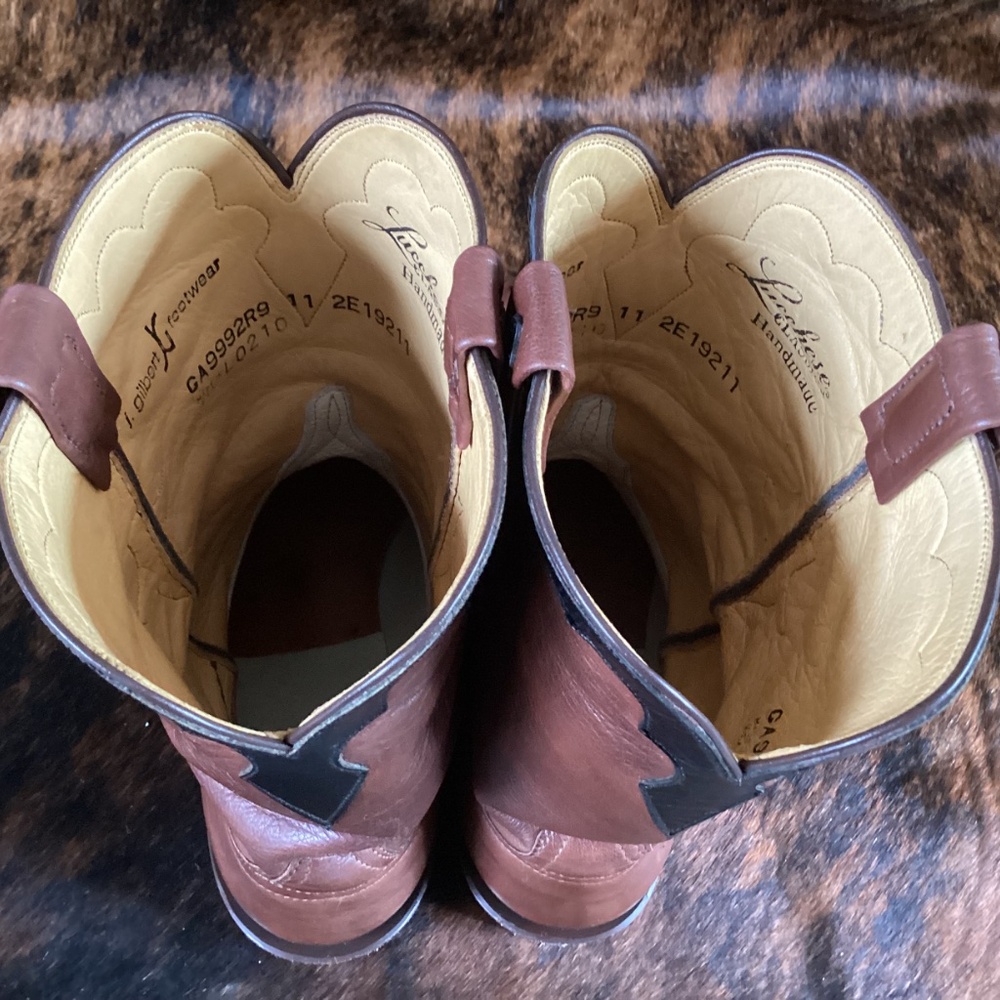Lucchese X J Gilbert Cowboy Western Roper Boots Brown Size 11 Made In USA RARE! - Picture 6 of 12